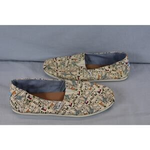 TOMS Shoes Mens Size 12 Austin Map Canvas Slip On Texas Print Comfort Casual